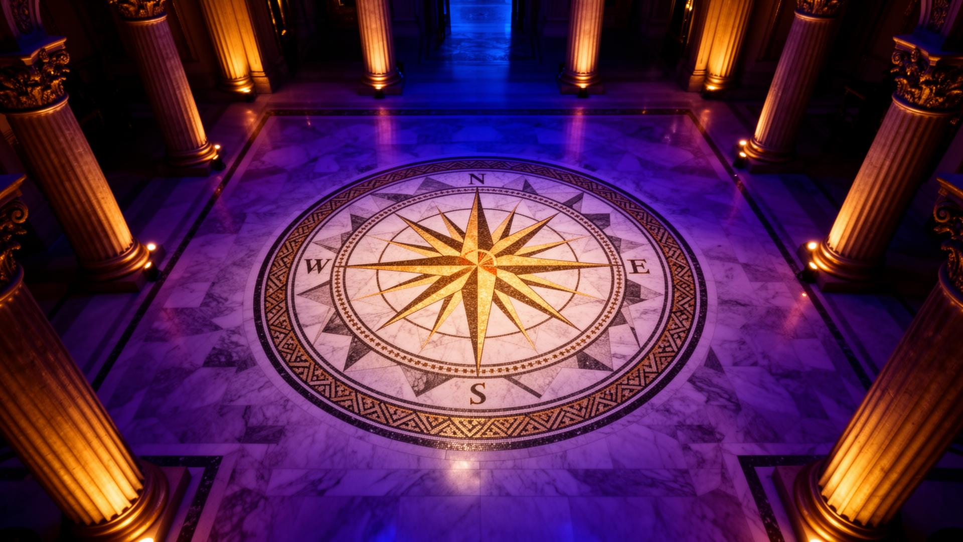 Sacred geometry mosaic floor in grand lodge hall